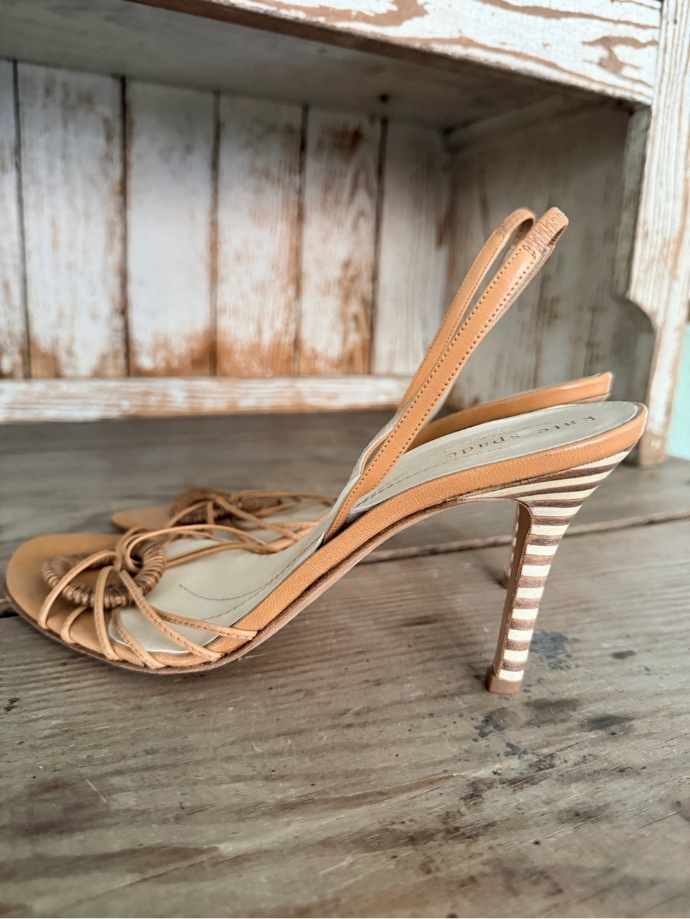 kate spade Tan Slingback Sandals with Woven Ring Detail Size 8N - Picture 2 of 5